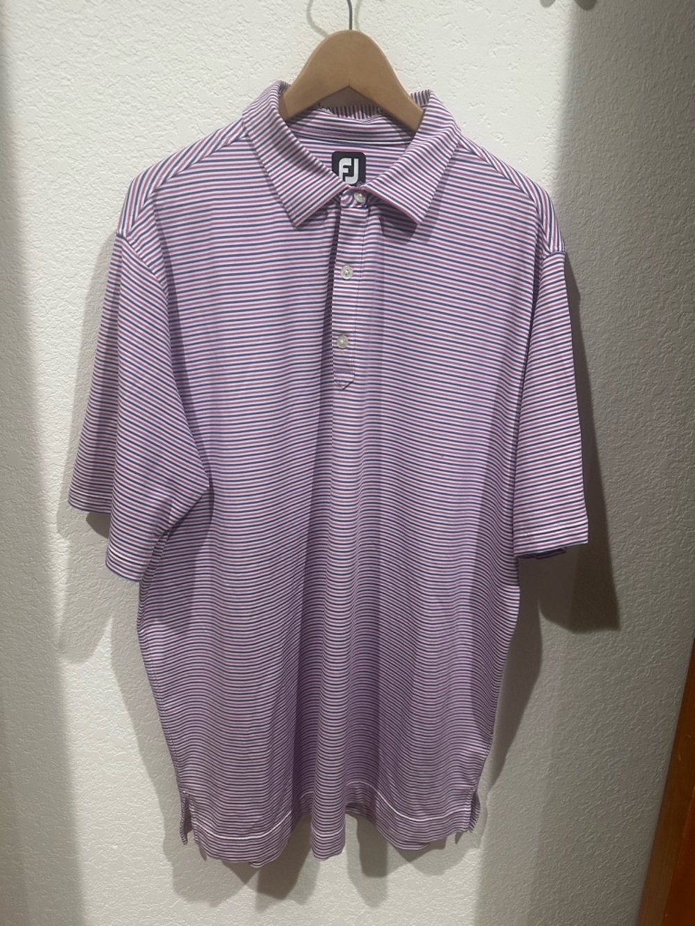 FootJoy Purple, Pink, and White Striped Polo Shirt - Men's Golf Polo